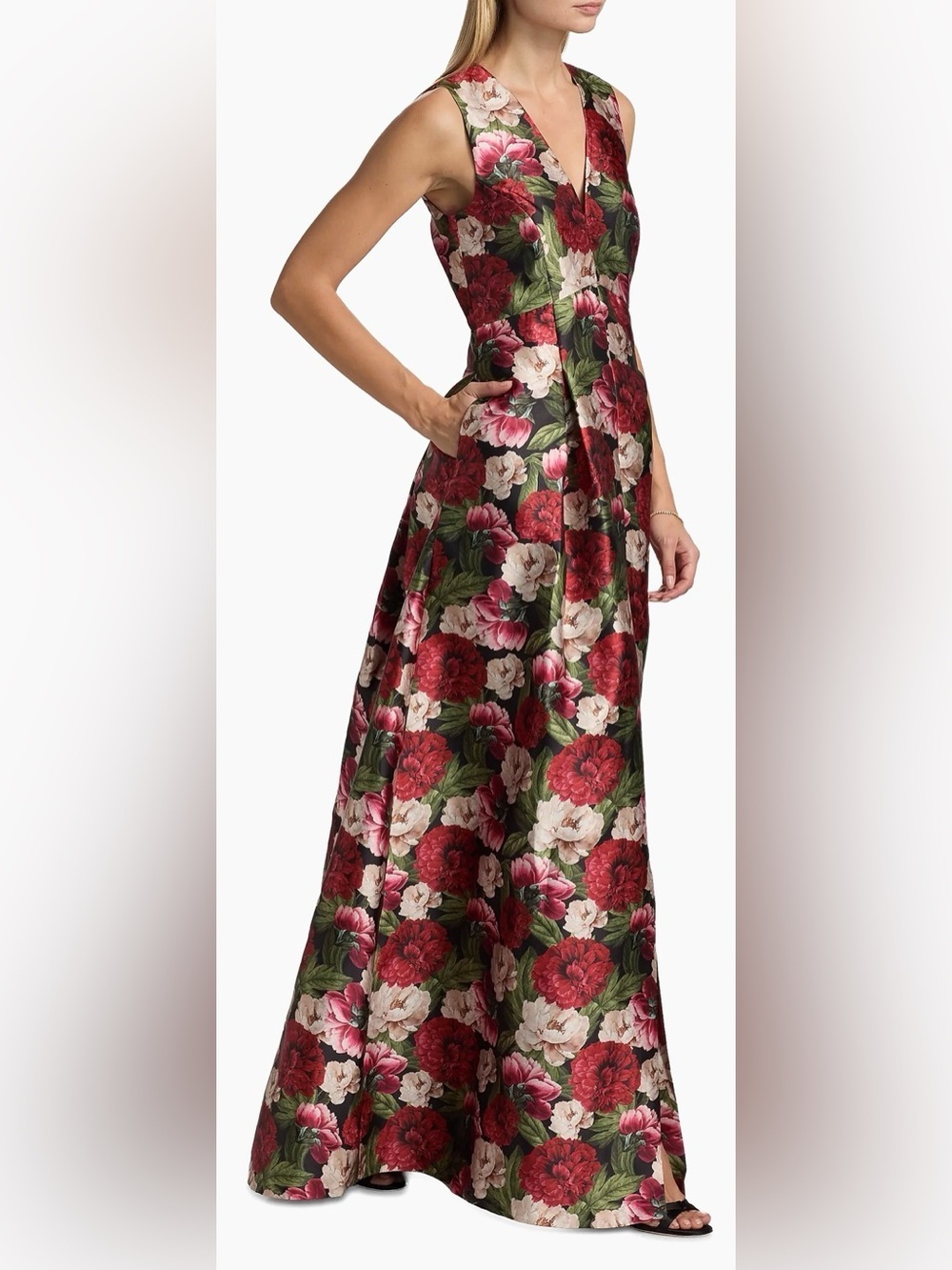NEW SACHIN & BABI Brooke Peony floral sleeveless A-Line Gown Sz 8 - Picture 3 of 13